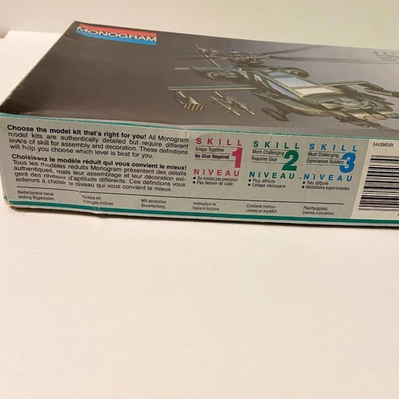 Vintage 1986 Monogram  AH-64 Apache Helicopter 1:48 Kit 5443 Open Box Never Used - Picture 3 of 12